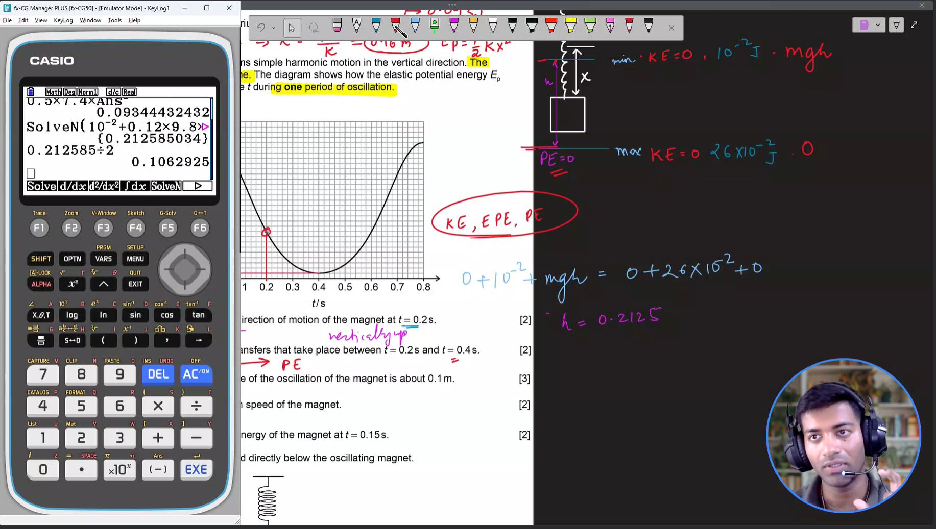 Deepak Kumar teaching a physics lesson, annotating an exam question on his tablet