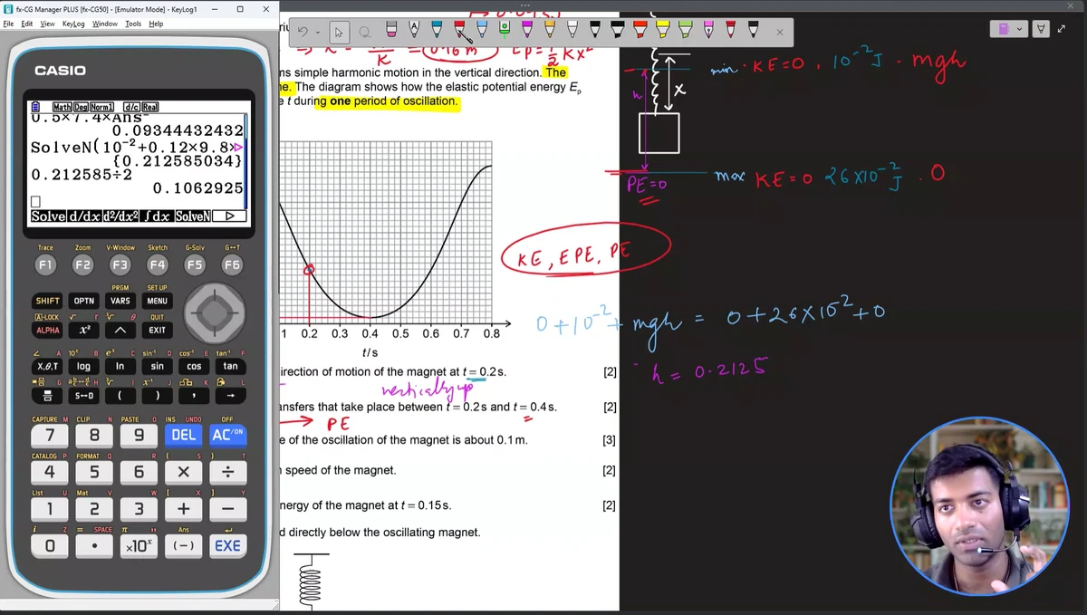 Deepak Kumar teaching a physics lesson, annotating an exam question on his tablet